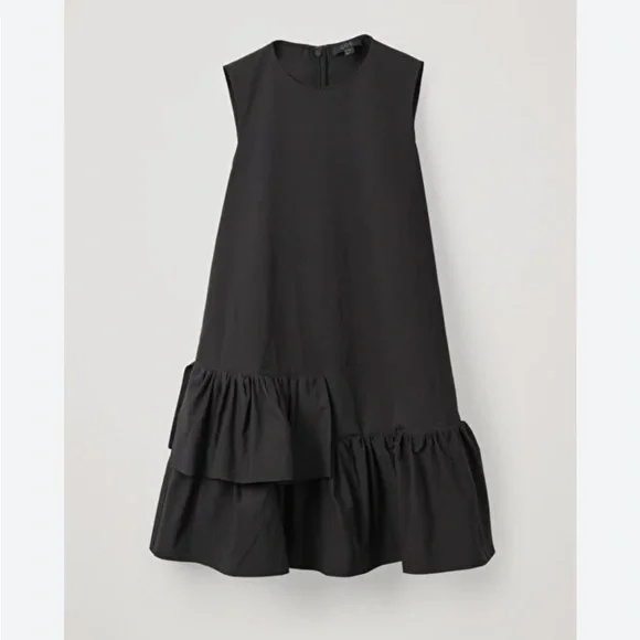 COS A Line Sleeveless Dress Black Ruffles Size S - Picture 2 of 5